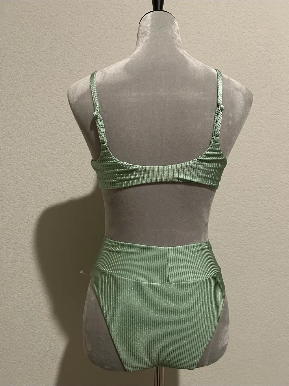 Aerie  Ribbed Light Mint Green Bikini Set Small Top, XS bottom - Picture 5 of 7